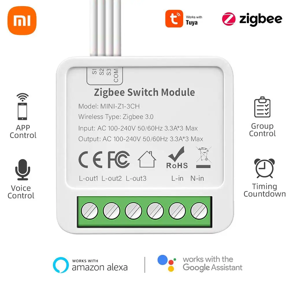 Xiaomi Smart Zigbee Switch Module 2 Way Control Smart Home 2/3/4 Gang Automation DIY Breaker Work For Alexa Google Home Supplies