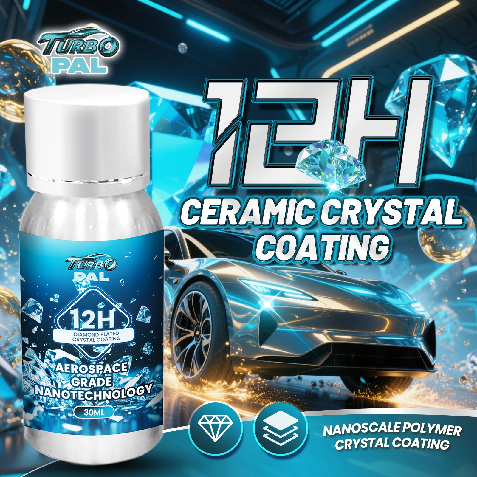 

Комплект керамического кристаллического покрытия TURBOPAL 12H, алмазная защита краски с профессиональной устойчивостью к царапинам, супергидрофобным и блеском