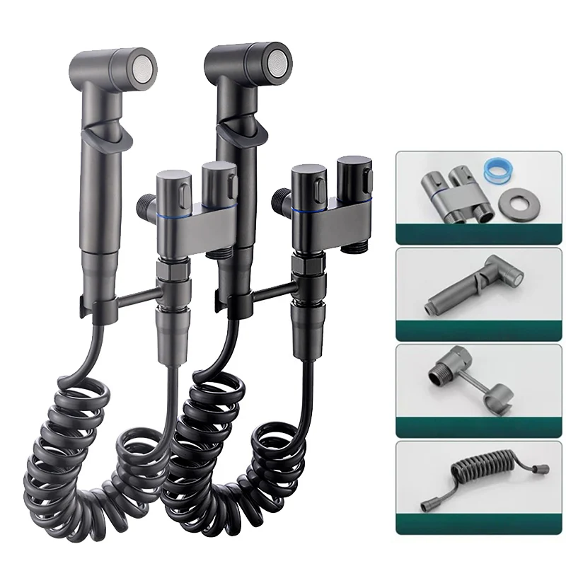 Toilet Bidet Shower Head Hygienic Shower for Bathroom Double Outlet Angle Valve Sets of Bathroom Accessories Bidet Toilet Seat