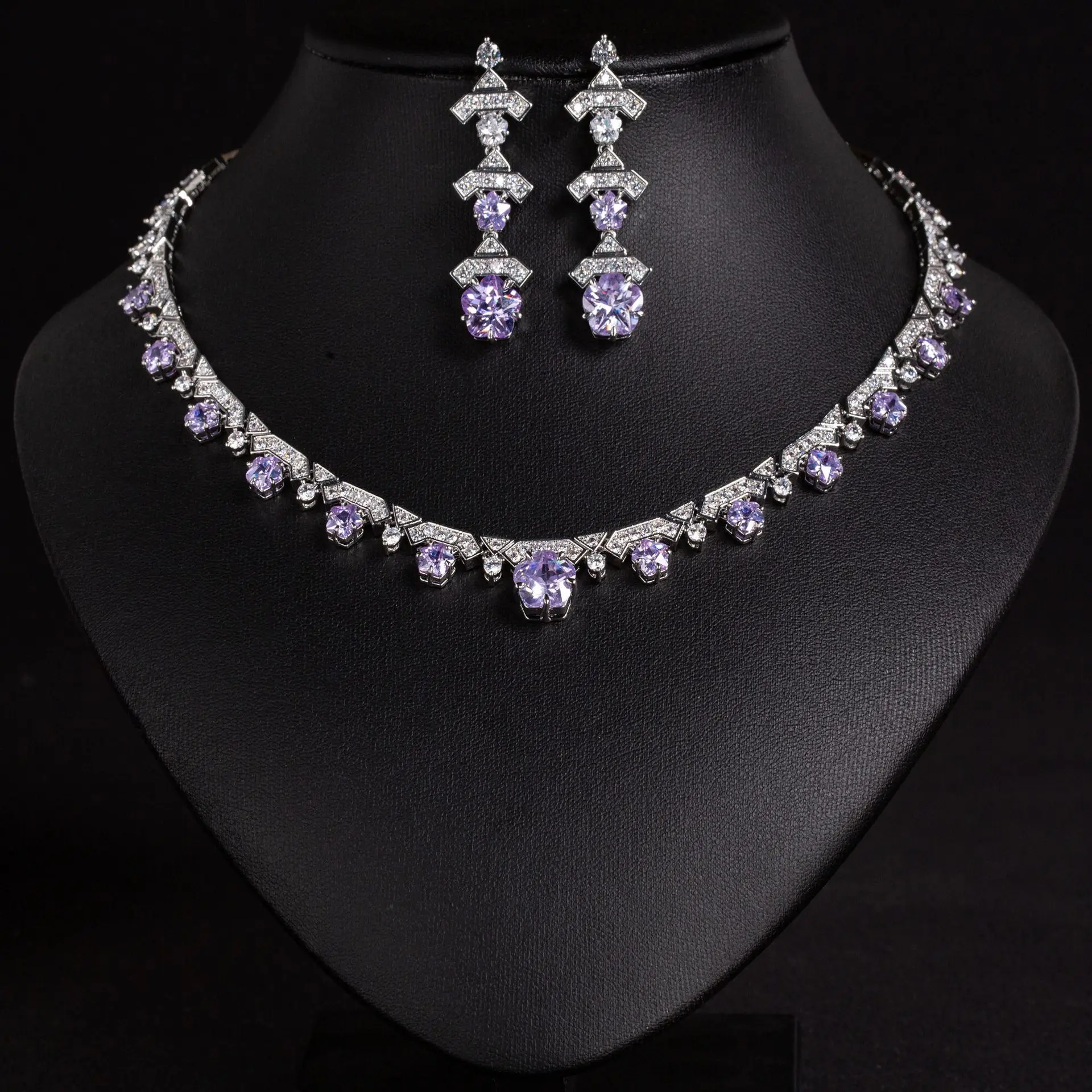 Summer 2026 High-end Women's Zircon pendant jewelry Set, Light Luxury Evening Earrings, Necklace, Wedding Accessories