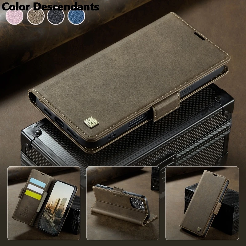 Casing Ponsel untuk iPhone 16 Pro Max 15 Plus 14 13 12 11 Dompet Kulit Pengisi Daya Nirkabel Magnetik Tas Belakang Penutup Dudukan Lipat Kartu