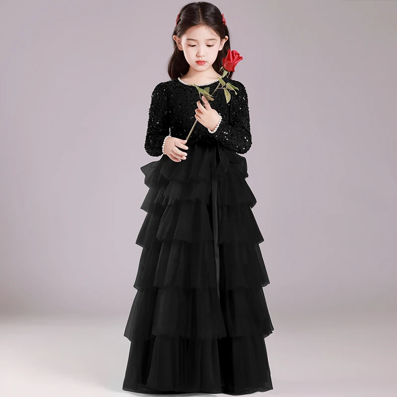 

YZYmanualroom Girls Sparkly Chip Cake Pommel Dress Dress Birthday Dress Pageant Concert Dress Evening dress/can be customized