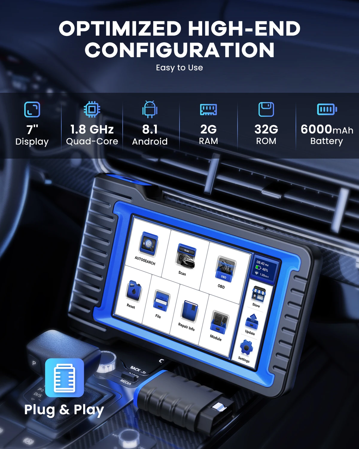 Lifetime Free Update MUCAR VO7S/VO7 Car Diagnostic Tool Bi-Directional ECU Coding Obd2 Scanner Full System Diagnosis 28 Reset