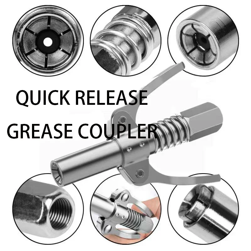 Grease Gun Coupler Oil Pump Quick Release Grease Tip Tool 10000 PSI NPTI/8 Auto Syringe Lubricant Tip Auto Repair Accessories