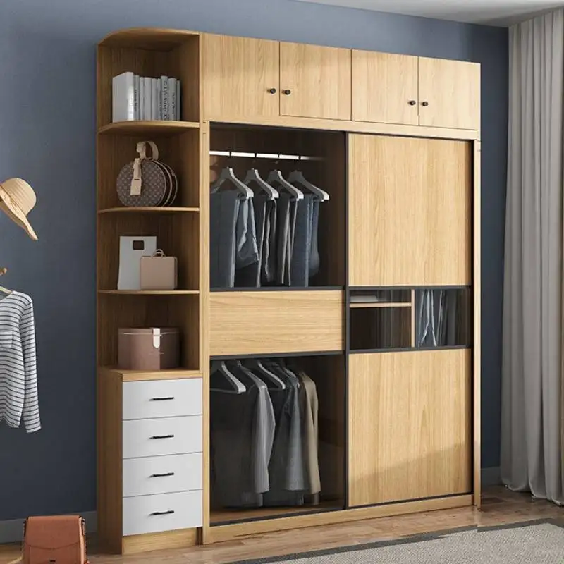 

Slide Rail Storage Wardrobe Partition Simple Nordic Drawers Clothes Wardrobe Bedroom Cabinets Corner Armario Furniture For Home