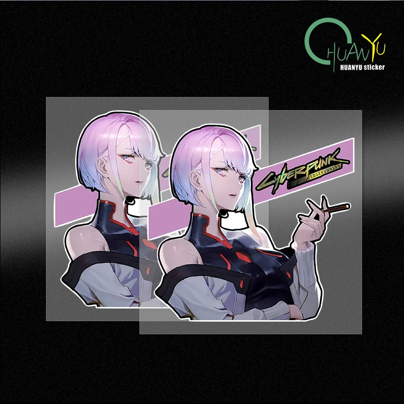 Cyberpunk anime Edge Runner 2D car sticker, Lucy waterproof car and motorcycle computer case sticker