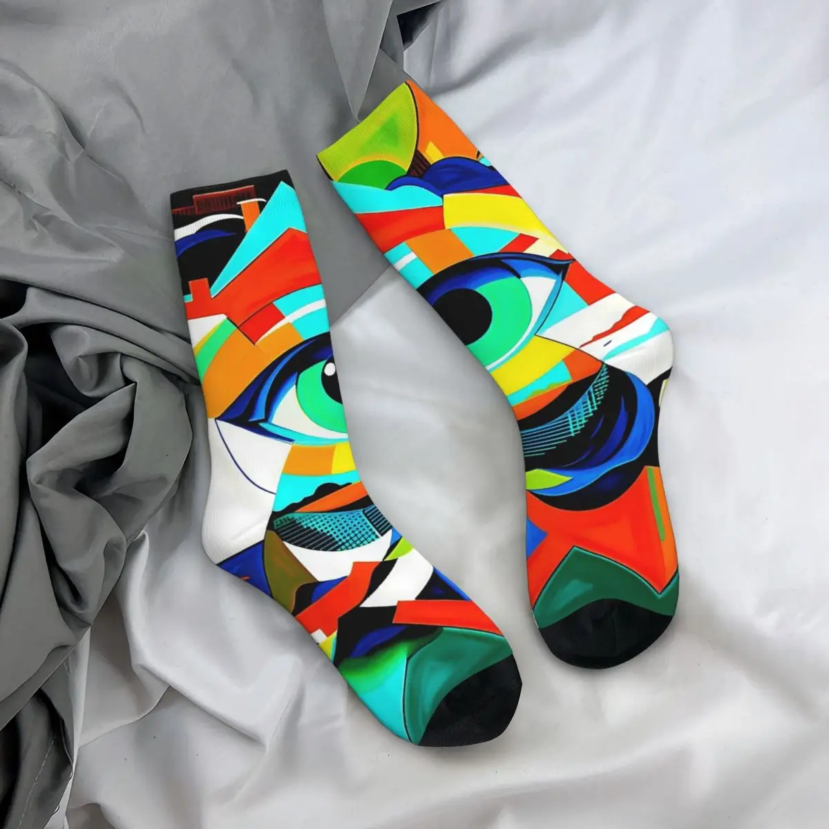 

Носки на все сезоны с абстрактным геометрическим узором и эффектом 3D-рисунка, забавные длинные носки для мужчин и женщин, подарки на День святого Валентина