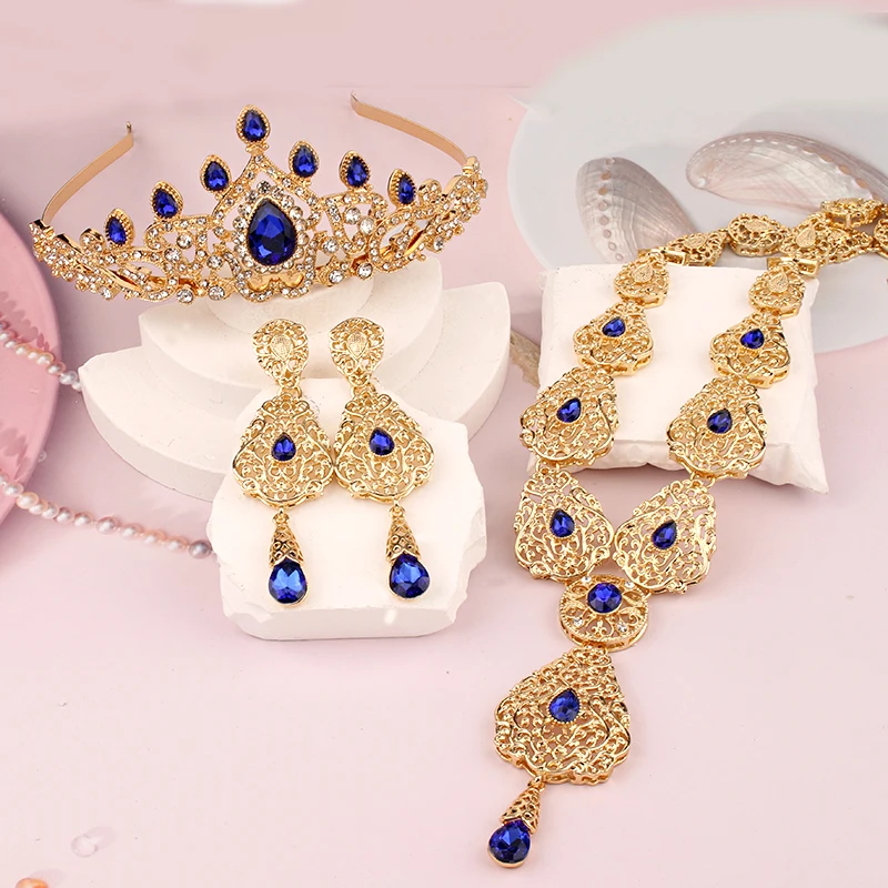 

Moroccan Wedding Hair Jewelry Set Gold Plated Arab Turkish Birdal Gold Jewelry Ethnic Conjuntos Feminino Elegante Accesorios