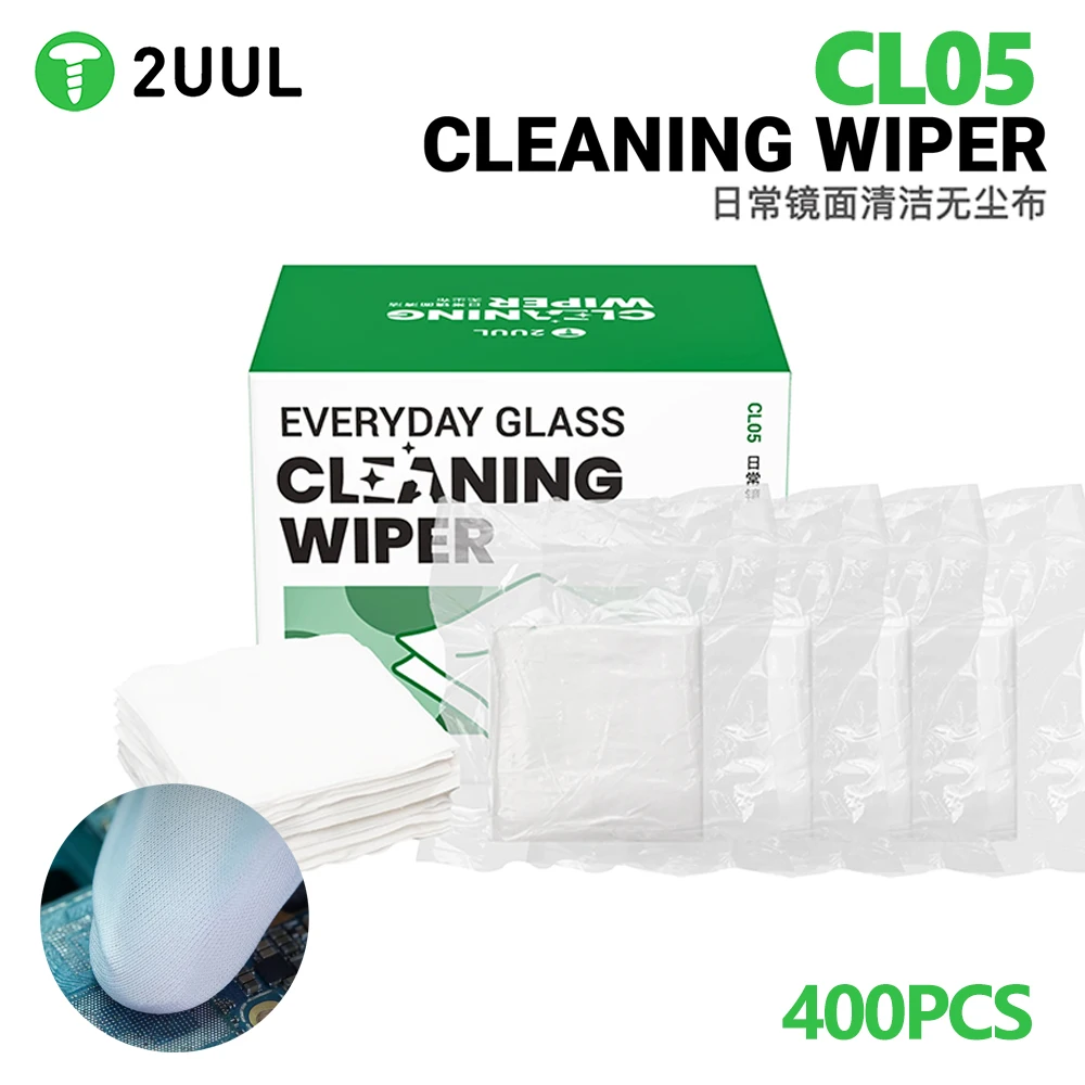 

2UUL CL05 Cleanroom Wiper 400PCS High Absorbency Zero Residue for Mobile Phone Repair Motherboard PCB Cleaning Dust Removal Tool