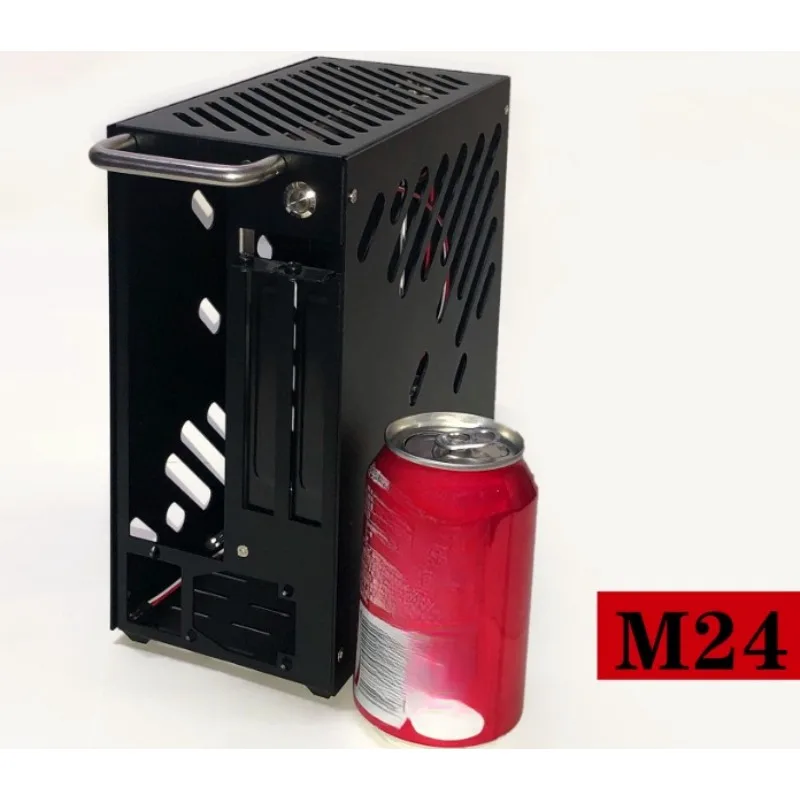 M24 Mini A4 ITX Chassis Full‑Aluminum Transparent Side Cover Portable Gaming Computer Case Flex 1U PSU Compatible K39‑StyleBuild