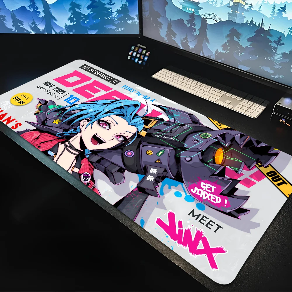 L-league Of Legends Anime Jinx Mousepad Mouse Mat Desk Mat With Pad Gaming Accessories Prime Gaming XXL Keyboard Pad Padding Ma