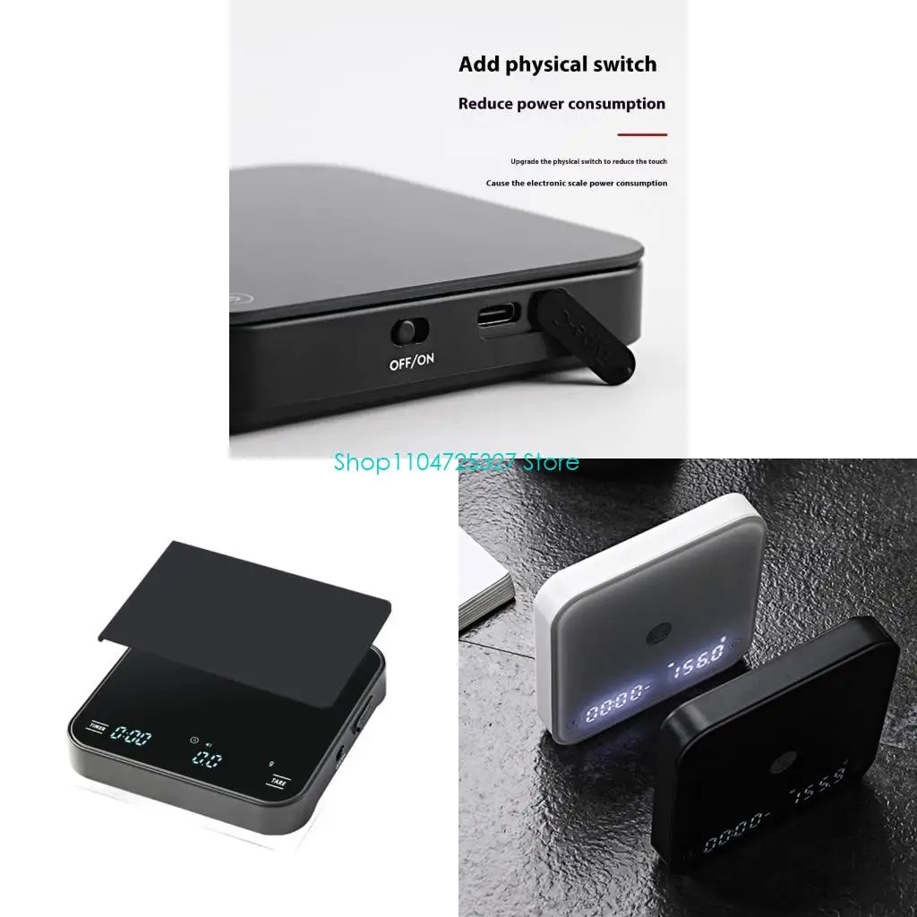 D8KF Compact Electronic Scale Tempered Glass Fronts Auto Shutoff 0.3g Sensitivity