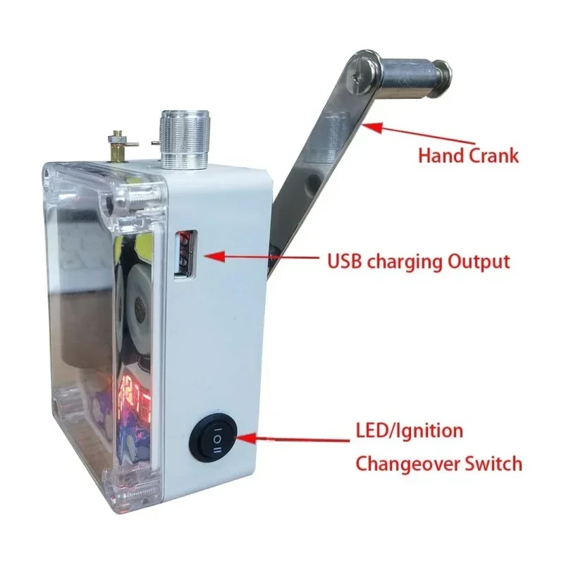 Outdoor Emergency Power USB Charging Mini Hand Crank Generator 3/8 capacitor Camping Equipment Survival Tool