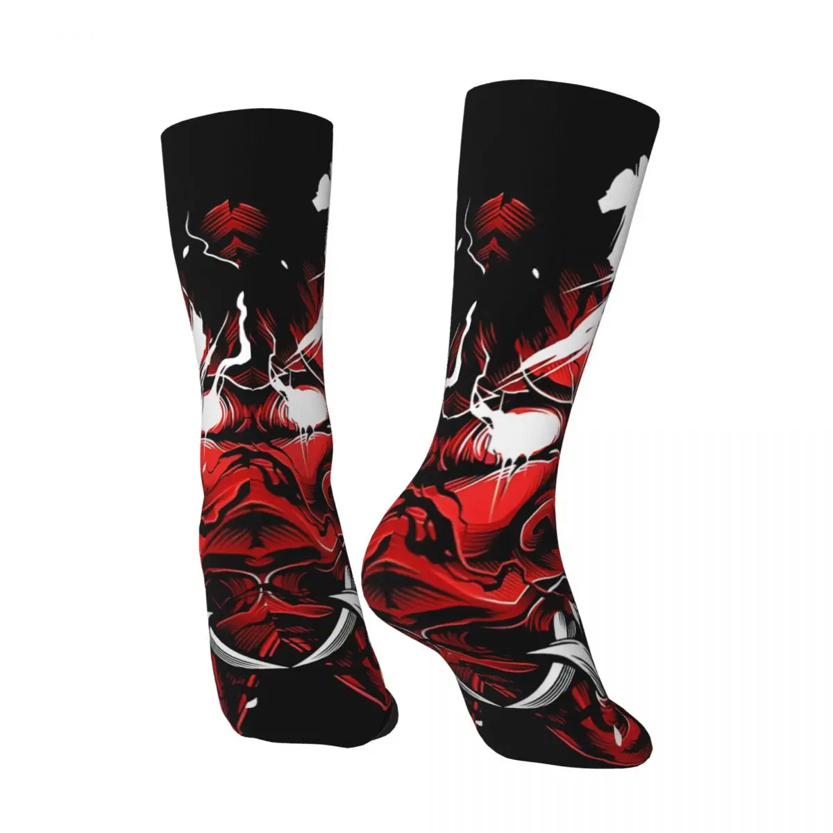 Crazy compression Hannya Demon Bloody Version_1 Sock for Men Harajuku Samurai Seamless Pattern Crew Sock Casual