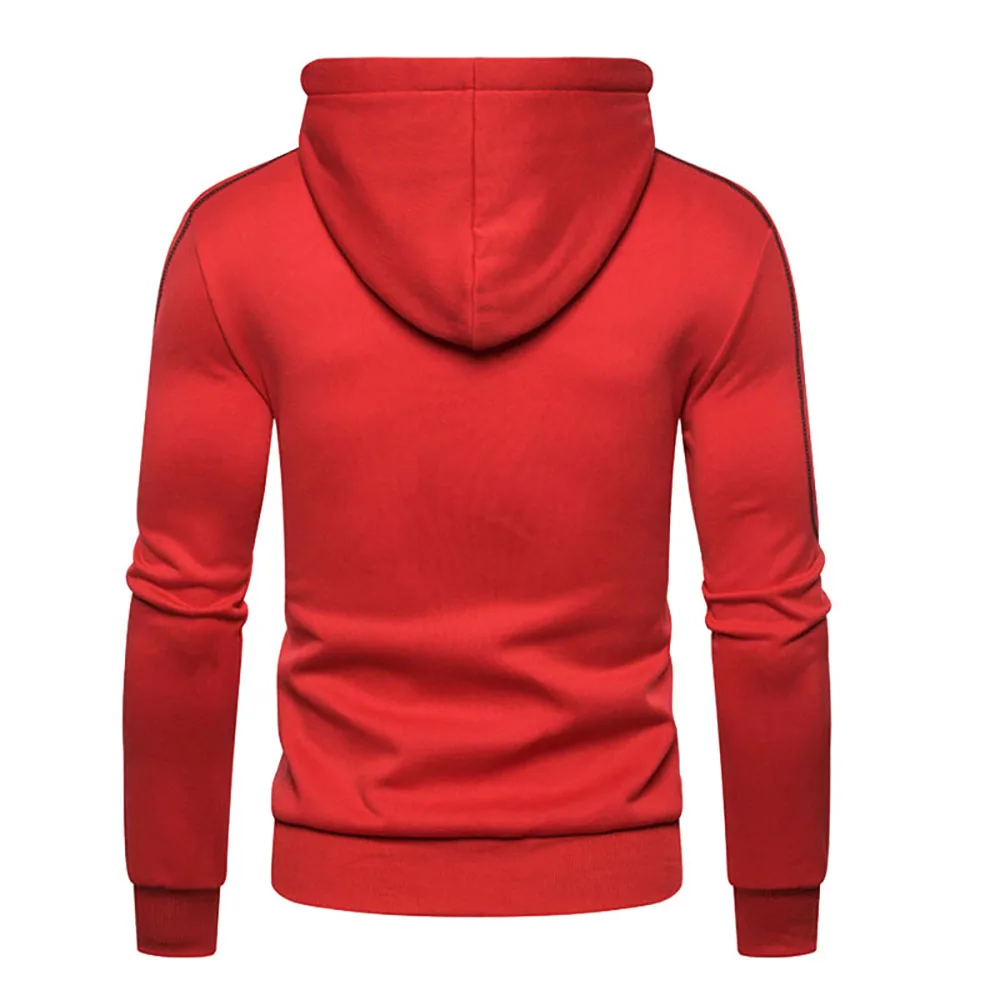 Men Hoodies Jackets Slim Fit Hooded Zipper Jacket Male Solid Caost Thicken Warm Hoodies Coat Men\'s Clothing Tops Black Red