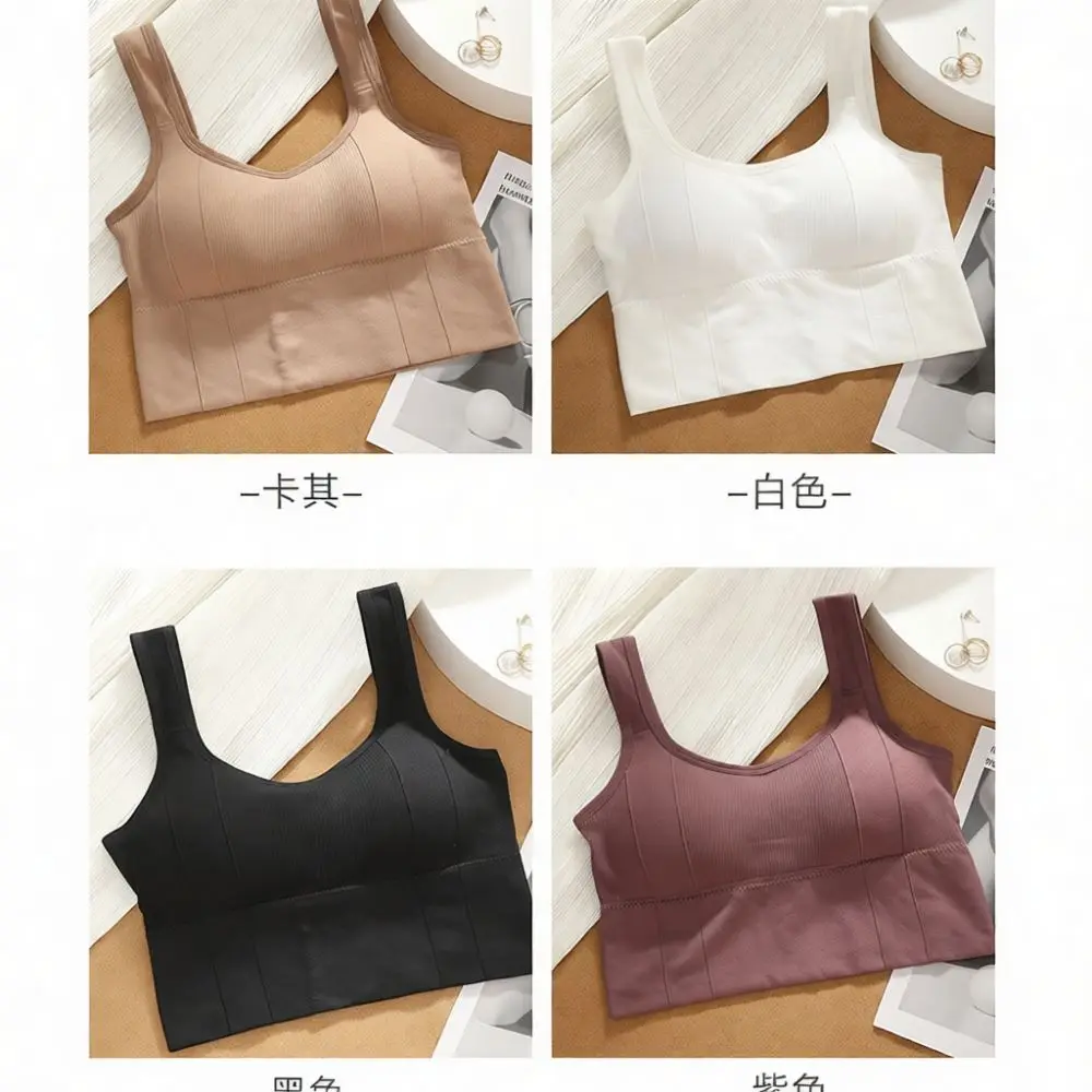 Soft Padded Crop Top Racerback Bandeau Bra Breathable Daily Undershirt Aesthetic Youth Summer Comfort Sporty Tube Vest