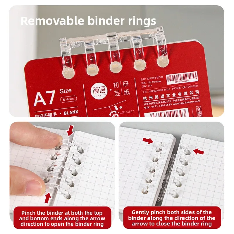 A7 70Sheets Flip-Up Notepad with Thickened Pages, A7 Mini Loose-leaf Notebook, Portable Journal, High-Profile Sketchbook