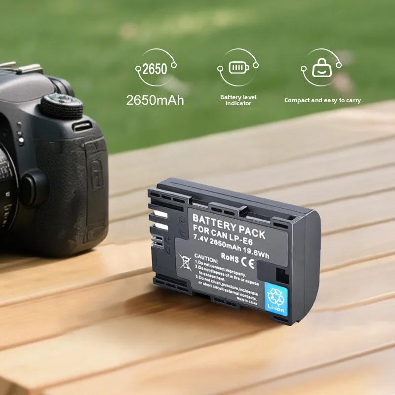 2650mAh LP E6 LPE6 LP-E6 Battery for Canon EOS R5 R6 R7 5DS R 5D Mark II 5D Mark III 6D 7D 70D 80D Camera Rechargeable Batteries