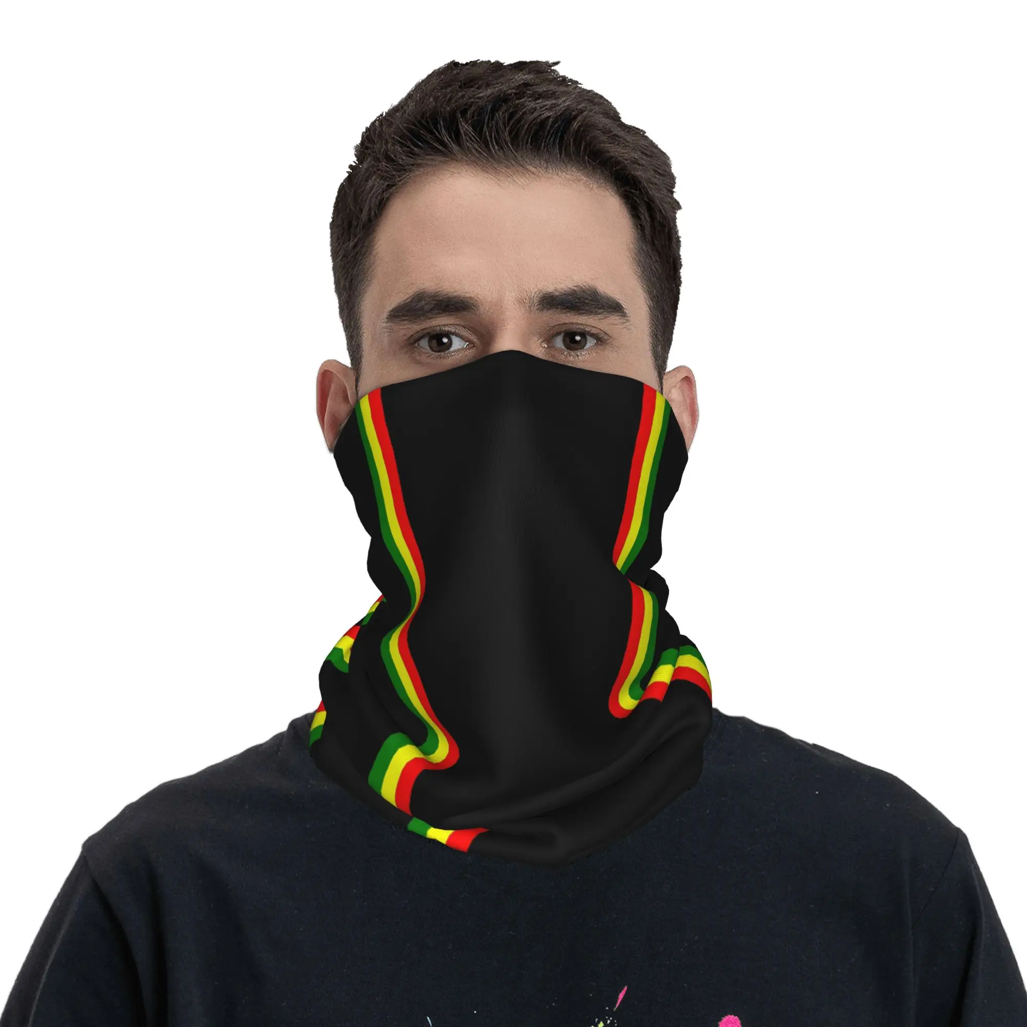 

Rasta Stripe Color Pattern Bandana Neck Cover Printed Wrap Scarf Headband Outdoor Sports for Men Women Adult Winter