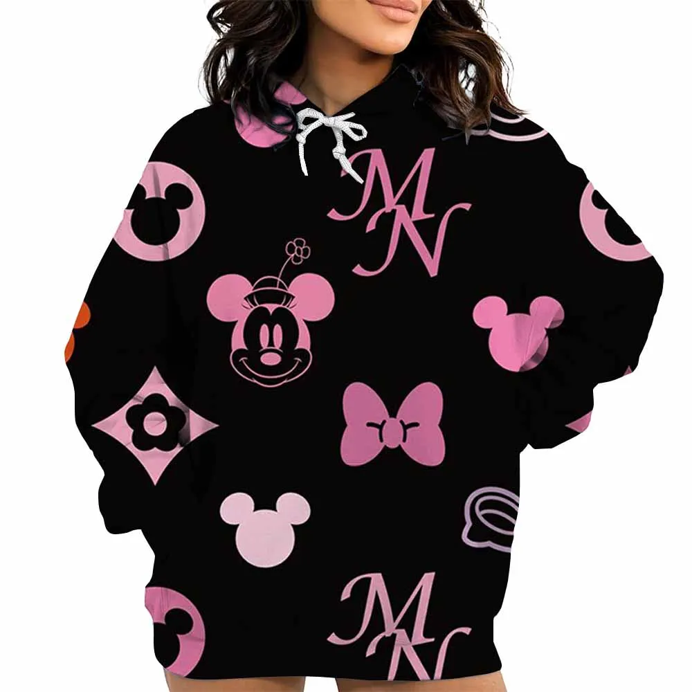Retro herfsthoodies voor mannen en vrouwen bedrukte Mickey Mouse-patronen Street Style Street-vest met capuchon en lange mouwen