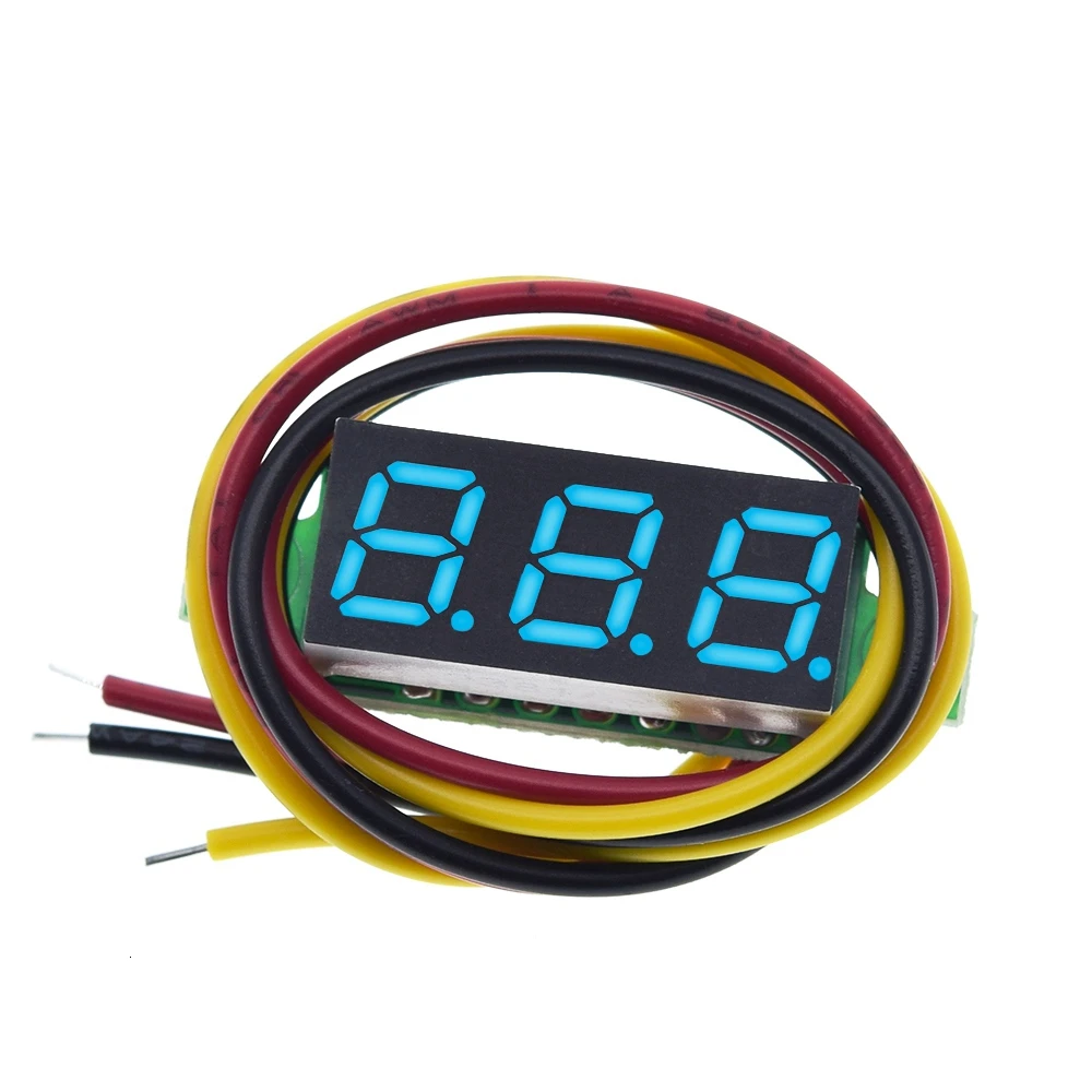 Tzt 0.28 Inch 2 Draden 3 Draden 2.5V-40V Mini Digitale Spanning Tester Module Rood/Blauw/Geel/Groen Led