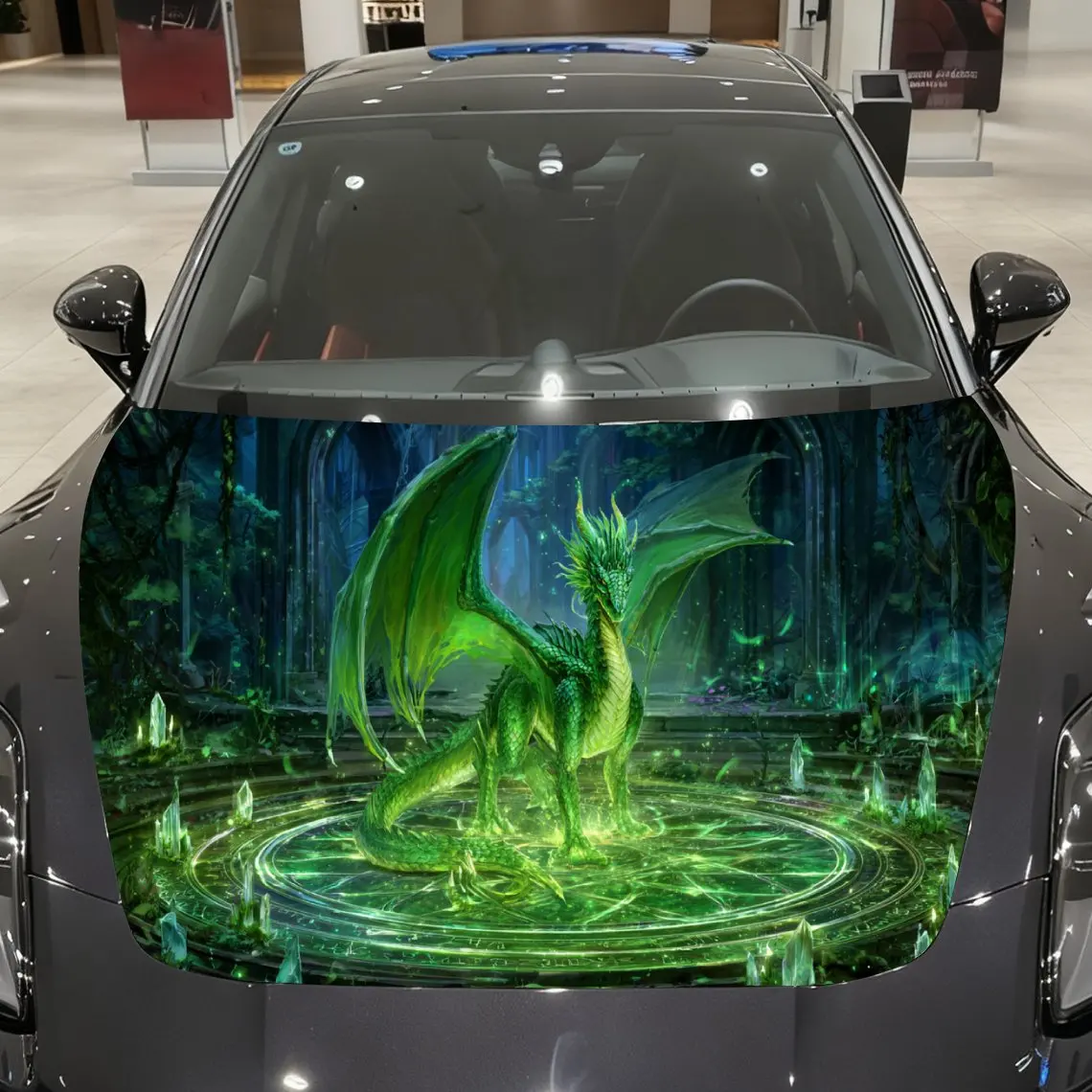 

Виниловая пленка для автомобиля Green Crystal Secret Forest Dragon, водонепроницаемая наклейка на капот автомобиля из материала ПВХ, самоклеящаяся устойчивая к царапинам Sti