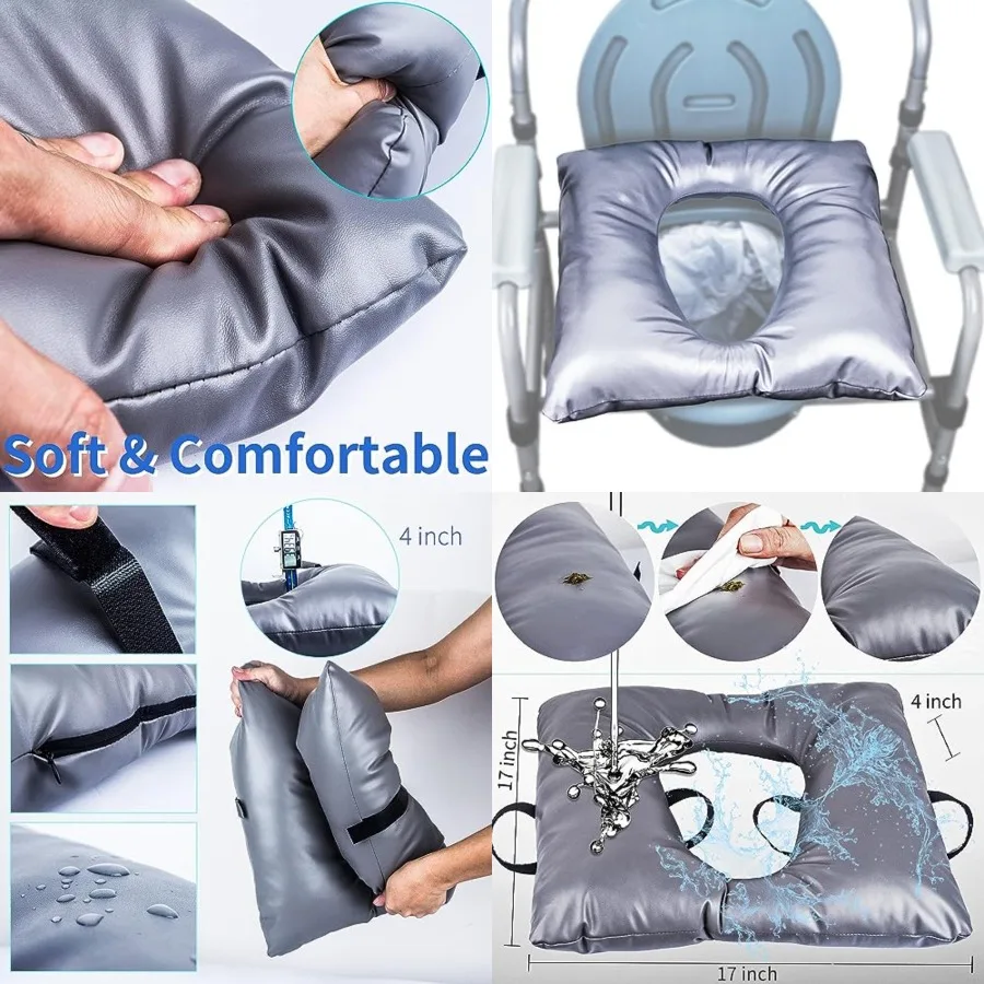 

Universal Fit Bedside Commode Cushion for Elderly and Disabled Soft Padded Toilet Seat Cover with Adjustable Straps Comfortable