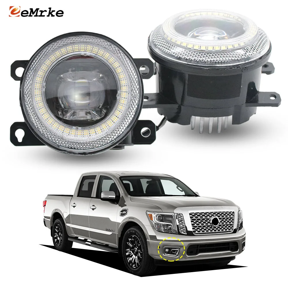 

Светодиодный противотуманный фонарь дальнего света для Nissan Titan XD 2016 2017 2018 2019, передний бампер Angel Eye DRL, кольцо дневного света, противотуманная фара, автомобильные аксессуары