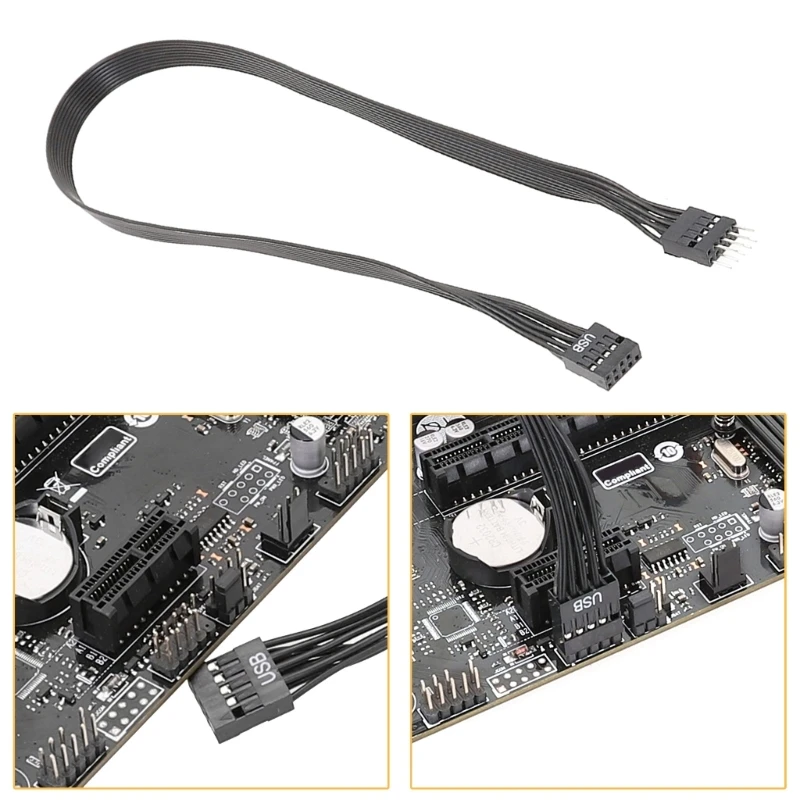 USB2.0 9pin Header Computer Motherboard Front 9P Extension Cable Male To Female Connection Flat Cable (20cm/30cm/50cm)