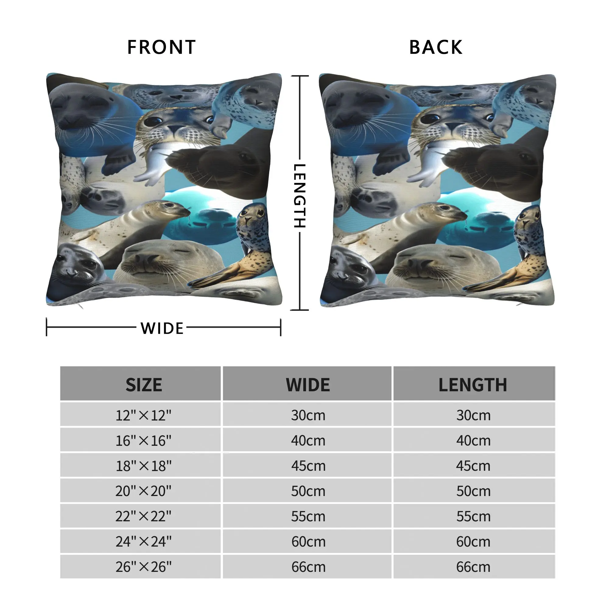 Pillow Case Seal Sea Comfy  Pillow Cover For Sofa Couch Bed Living Room Cute Funny Pillowcases