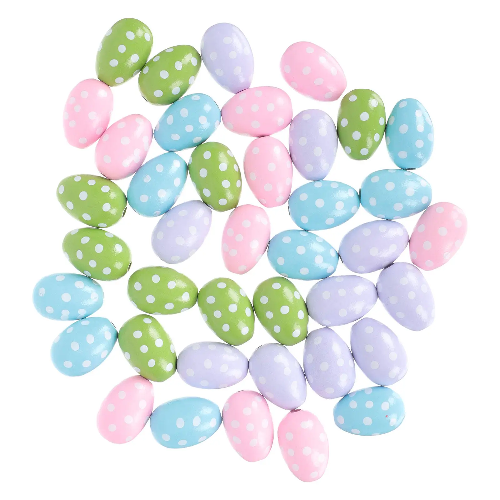 40Pcs Adorable Easter Egg Wooden Beads DIY String Beads for Craft Making Bracelets Necklaces Hanging Decor Handmade Gift