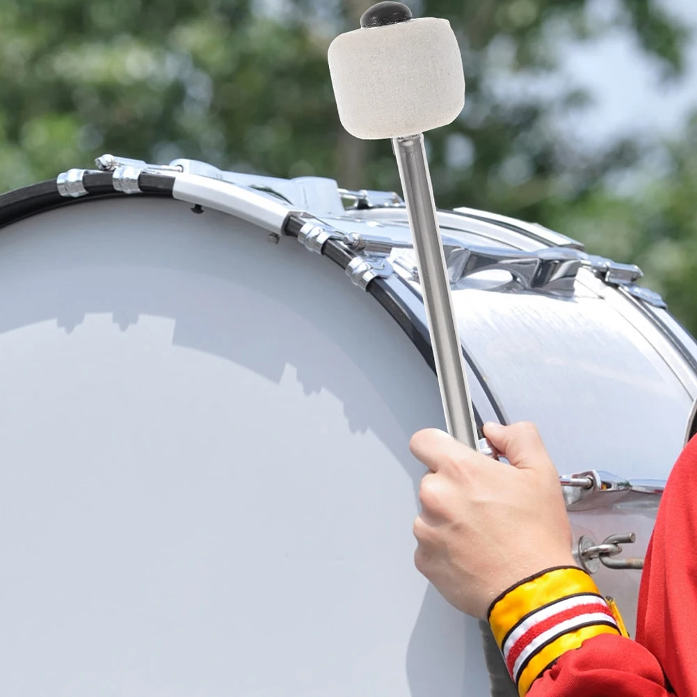 

2pcs Bass Mallet Professional Percussion Stick Felt Head Drum Accessories Stainless Steel Handle Lightweight Design Musical