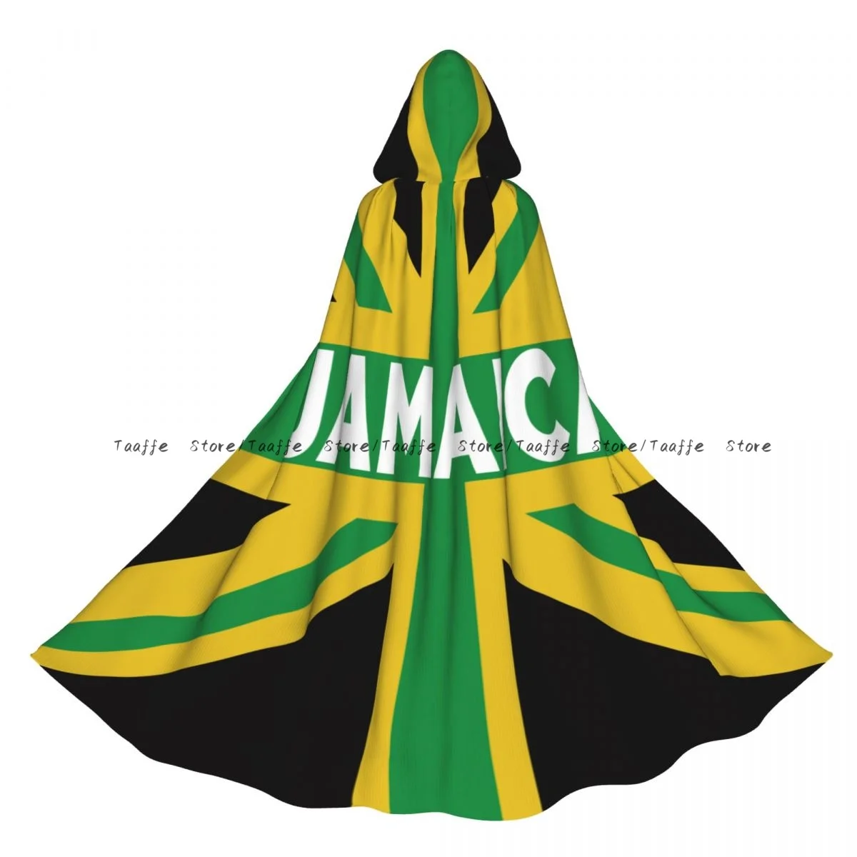 

Adult Jamaican Flag Cloak Cape Hooded Medieval Costume Witch Wicca Vampire Halloween Costume Dress Coat