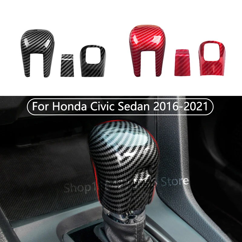 For Honda Civic Sedan Hatchback LX EX EX-L 2016 - 2021 Car Gear Shift Knob Cover ABS Trim Sticker Mouldings Styling Accessories