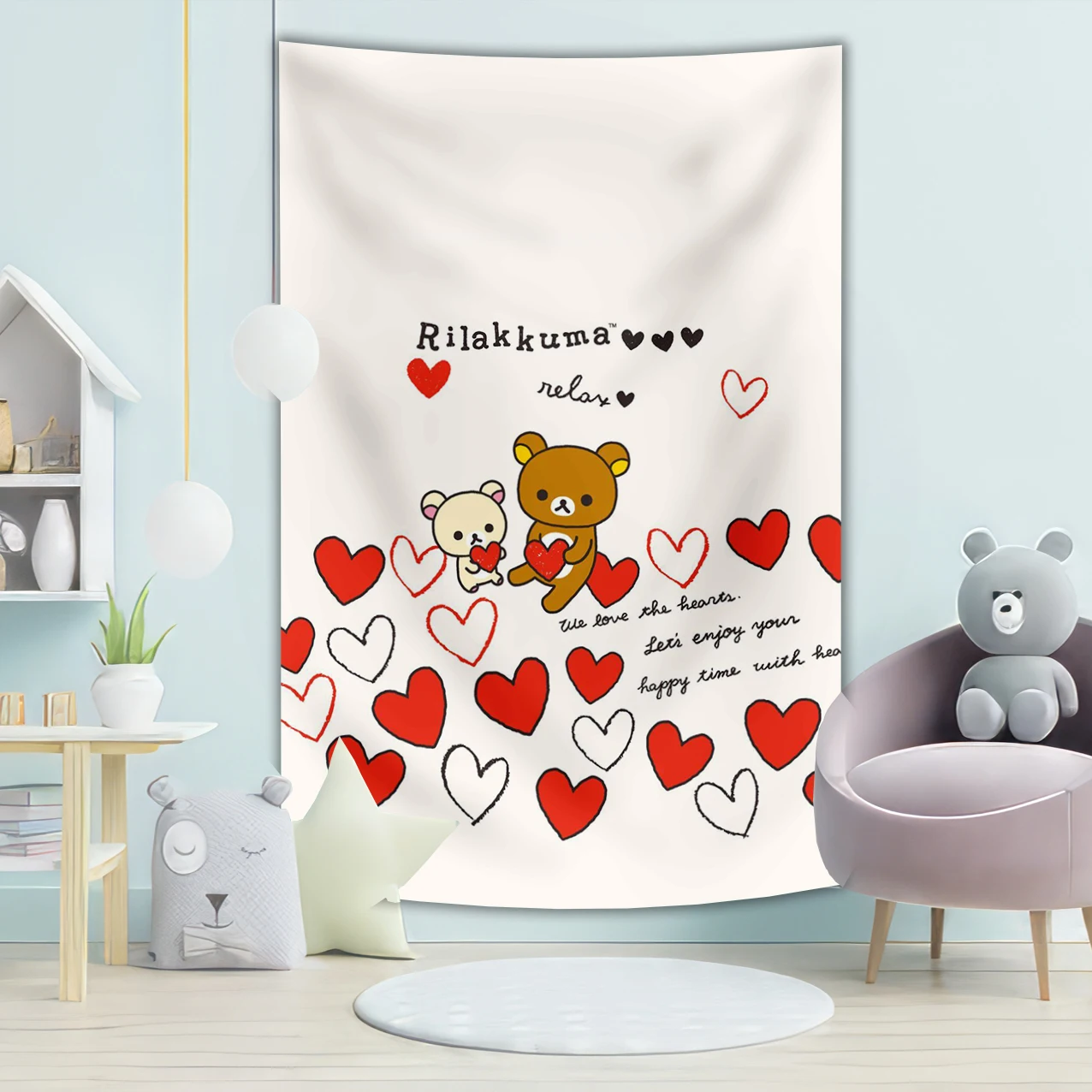 Cute Cartoon R-Rilakkuma Hippie Wall Hanging Tapestries Bohemian Wall Tapestries Mandala cheap INS Home Decor kawaii sakura