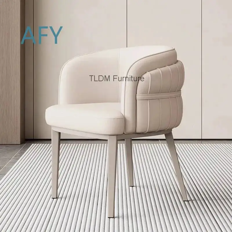 Nordic Style PU Leather Accent Chair for Modern Living Room Bedroom Vanity Home Decor Upholstered Armchair Comfortable