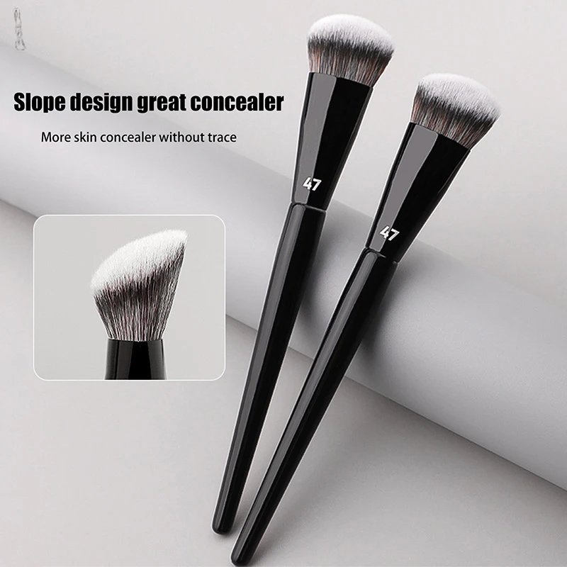 New Single Flat Round Tube Flat Head Foundation Brush With Box Powder Blush Concealer Makeup Brush Skin-friendly Makeup Tool