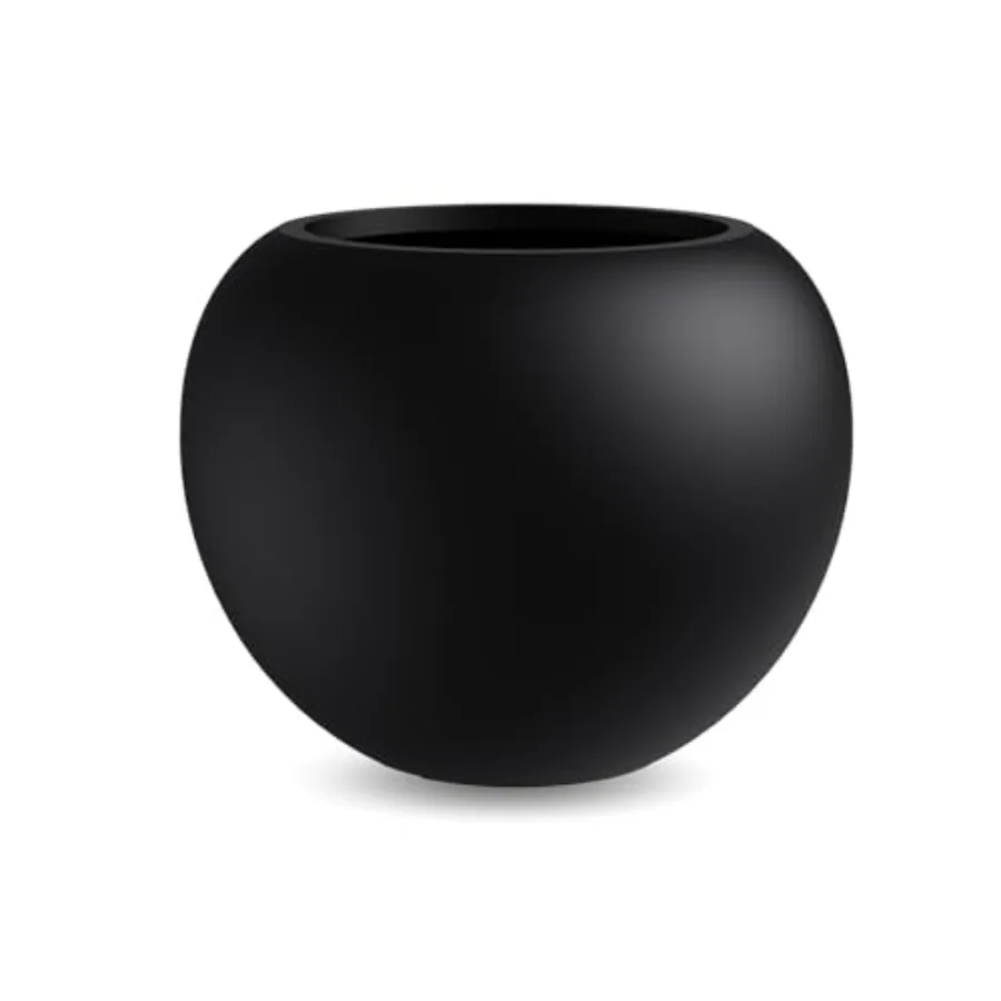 

Круглый вазон из фиберстоуна 13,5 высоты x 17 диаметром с дренажным отверстием, черный, прочный, для сада и дома, для больших растений