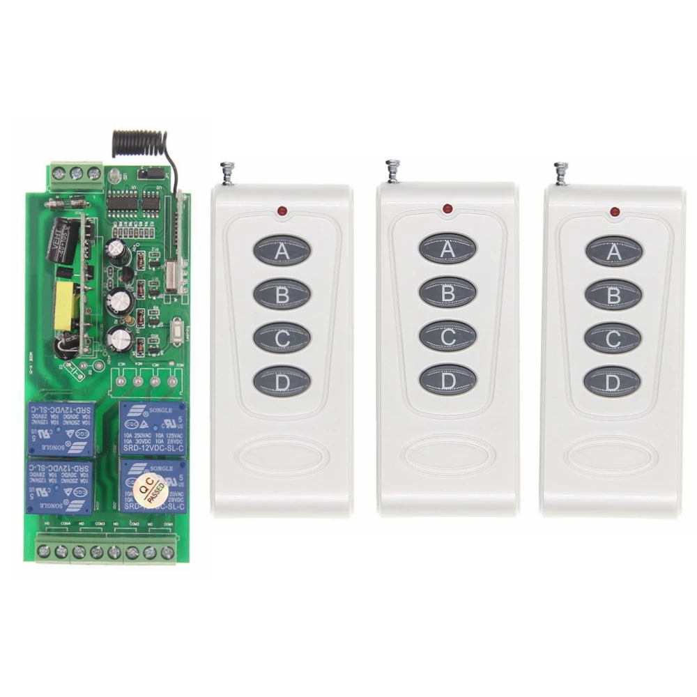 500m AC 85V-265V 110V 220V 230V 4 Channel 4CH RF Wireless Remote Control Switch System LED Light Bulb Receiver