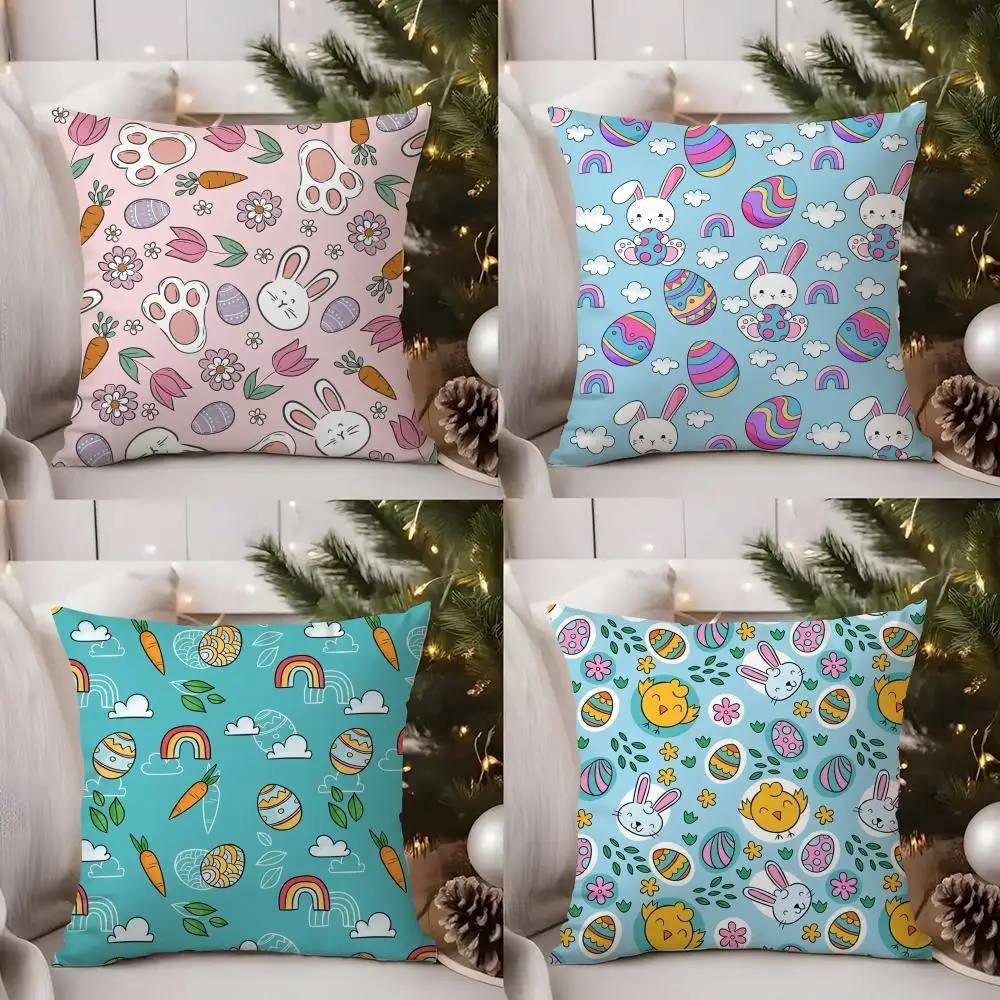 

Easter Cartoon Ins Cute Cushion Cover Short Plush Double-sided Print Square Throw Pillow Covers Sofa Home Cushion Decor