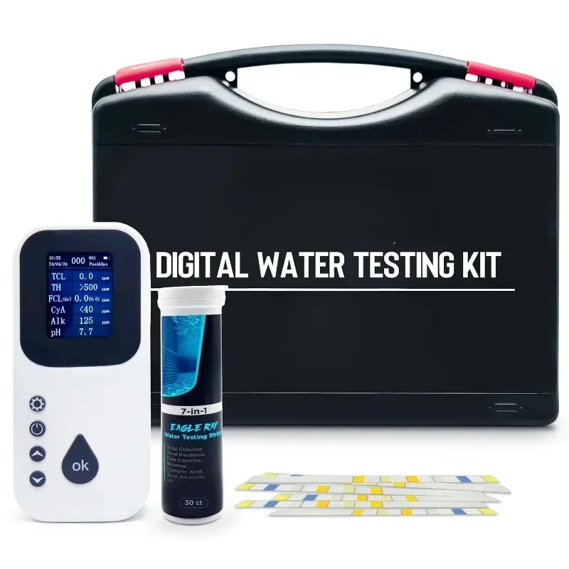 HOME.Kit de prueba de agua digitalTester de agua para bañera de hidromasaje digital para piscinaTester de cloro digital para piscina con análisis de agua