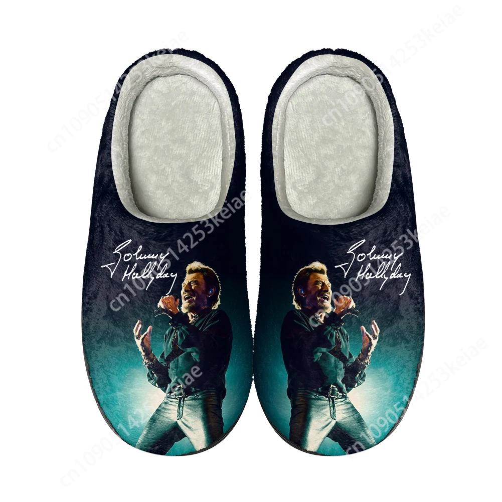 Johnny Hallyday Rock Star Home Cotton Custom Slippers High Quality Unisex Plush Fashion Casual Keep Warm Shoes Thermal Slipper