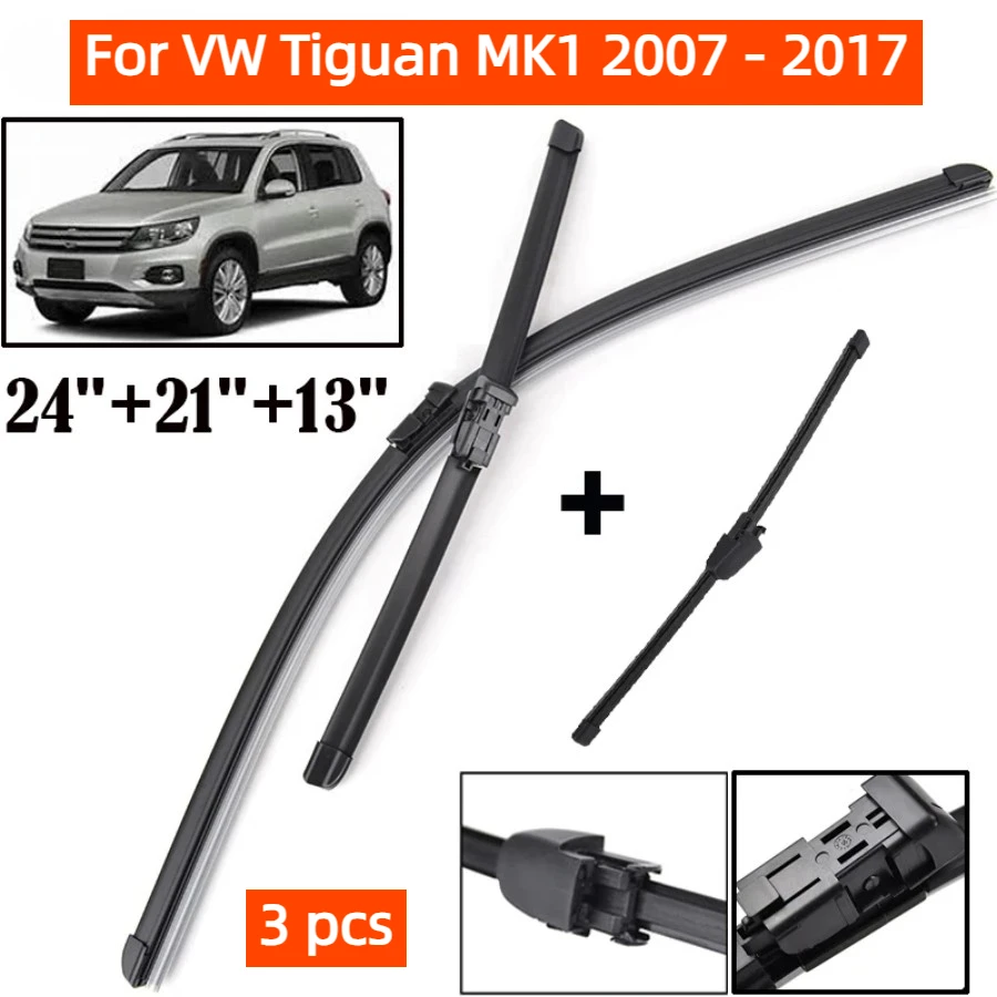 

Front Rear Wiper Blades Set For VW Tiguan MK1 2007 - 2017 2016 Windshield Windscreen Window 24"+21"+13" Car Maintenance Parts