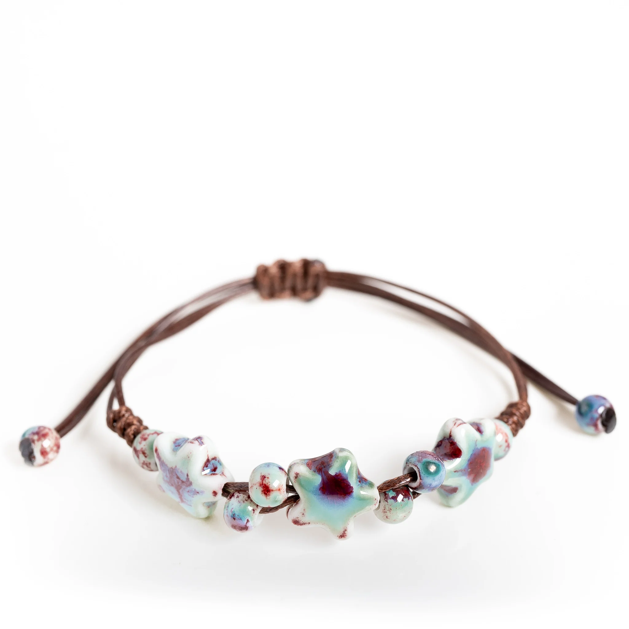 Imperial Glaze Star Keramik-Armband, handgefertigt, verstellbare Wachsschnur, zierlicher Schmuck, cooler Mädchen-Stil für den täglichen Gebrauch, Geschenk S03-236