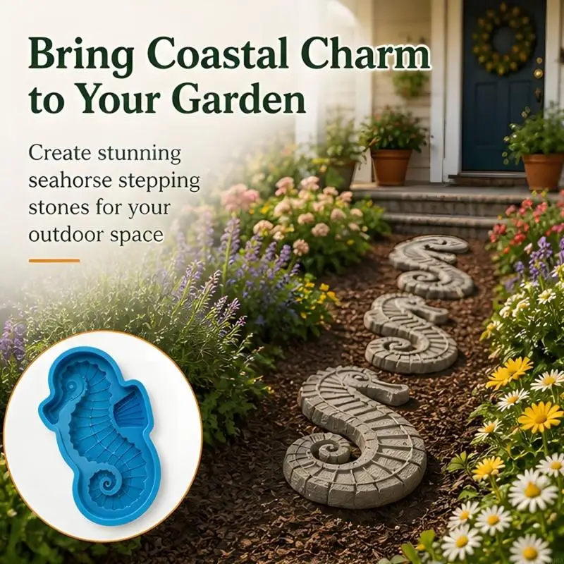Stepping Stone for Garden Projects, Ocean Theme DIY Cast with Easy Demolding for