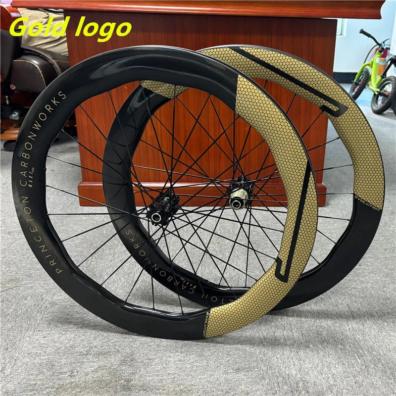 NEW 700C 6560mm Depth Prin ceton Road Bicycle Wheelset U Shape Carbon Fiber Disc Brake Clincher Wheels UD Glossy