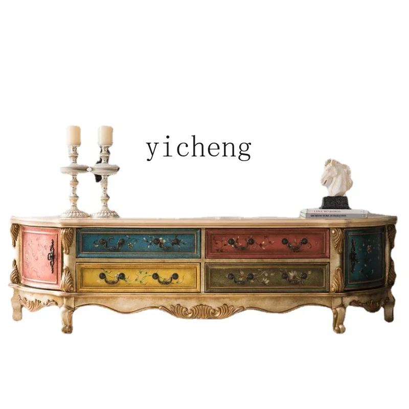 t-20  solid wood TV cabinet European painted floor cabinet TV cabinet living room floor bedroom furniture