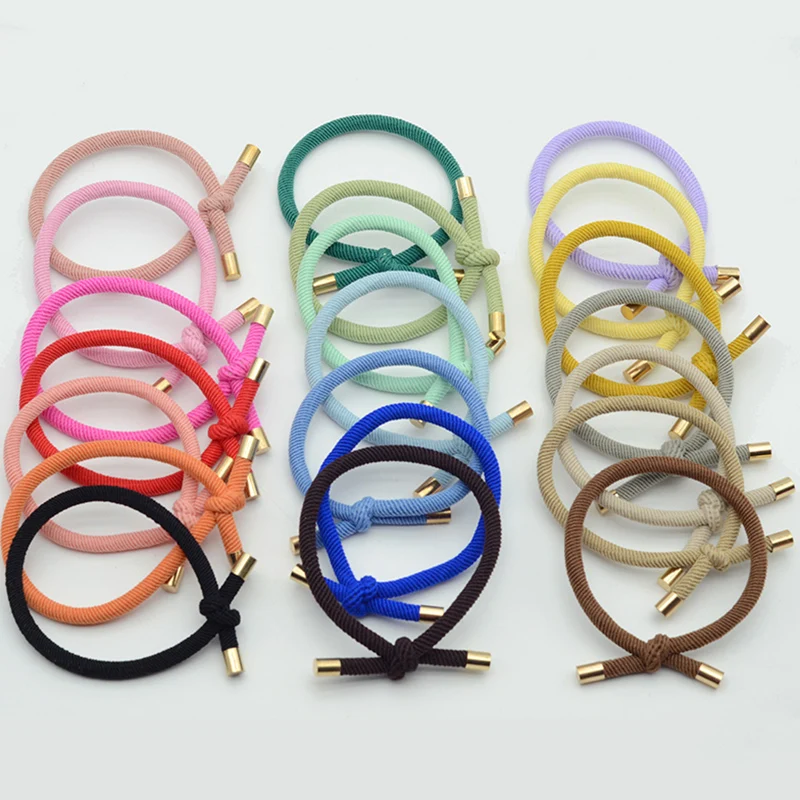 

30PCS 5mm Knotted Elastic Hair Bands with Golden Caps Rubber Hair Ties for Girls Elasticity Ponytail Holders Hair Scrunchies