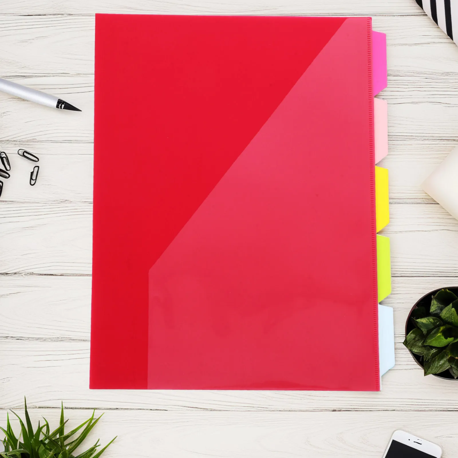 

5Pcs Document Folder Pocket Index Dividers with Tabs Letter Size PP Binder Organizer for School Project File Storage Waterproof