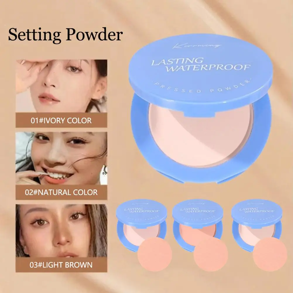 Long-Lasting Waterproof Silk Soft Mist Powder Cake Smooth Pressed Face Powder Oil Control Lady Texture for Makeup